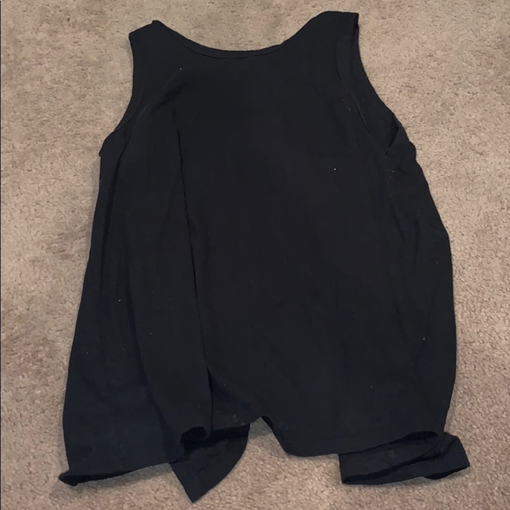 Black open back tank top